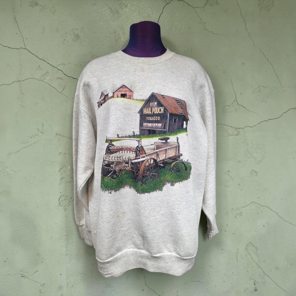 Gloria Mail Pouch Tobacco Barn Graphic Sweatshirt Size XL Vintage